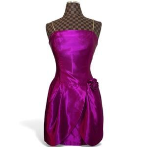 Jessica McClintock Gunne Sax Magenta Pink Party Dress Size 9 Rhinestone Satin